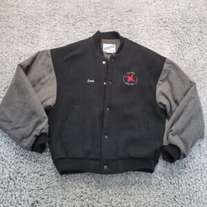 Vintage Race Wear Jacket Adult Large Black Gray USA 90s Marine Wool Blend Snap